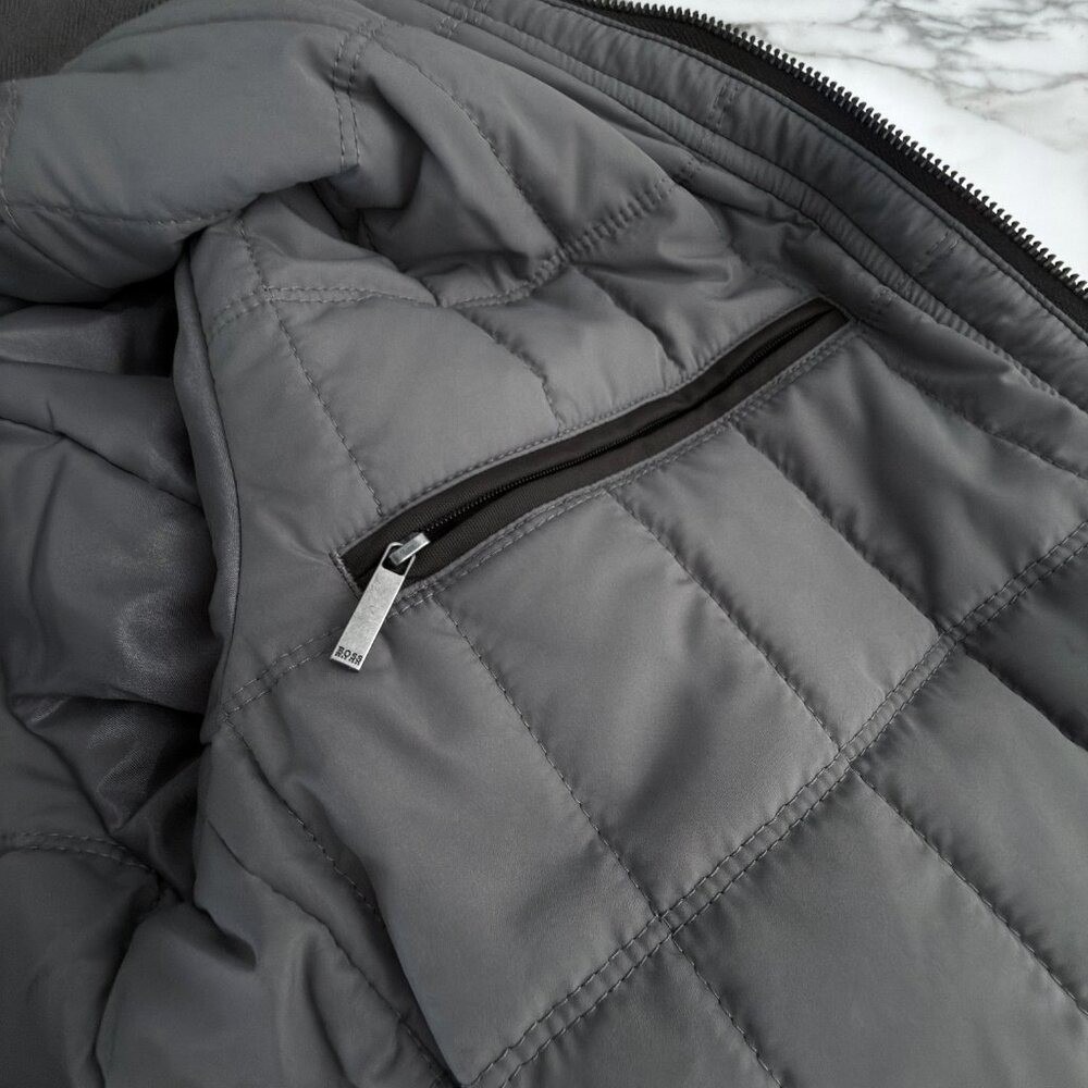 Hugo Boss Men's Dark Green Centin Cotton Quilted Parka, Sizes 38 - Picture 13 of 16